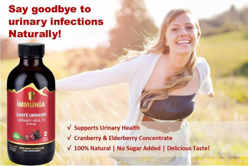 Urinary Health. Cranberry & Elderberry Concentrate. Fruits from Canada. Natural Antioxidant. Delicious Taste. 5 ml/Day 1 bottle