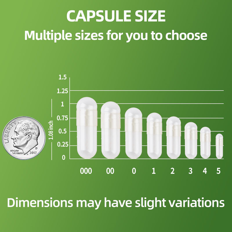 Size 0 Gelatin Empty Capsules - 1000 Count Clear Empty Pill Capsules, Fillable Empty Gel Capsule for Homemade Vitamins & Powders, Easy for DIY Supplements