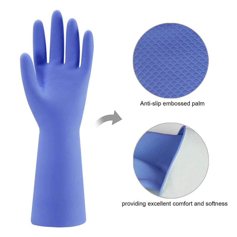 [Australia] - Rubber Kitchen Dishwashing Gloves - 4 Pairs Colorful Reusable Household Cleaning Gloves for Washing Dishes and Cleaning Tasks, Flexible Long-lasting and Non-Slip (Medium, Blue+Pink+Yellow+Orange) Medium 4 Color 