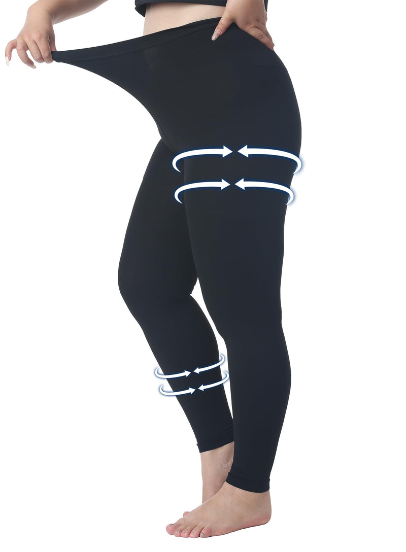 [Australia] - Plus Size 4XL Medical Compression Pantyhose for Women & Men, 20-30 mmHg Graduated Compression Leggings, Opaque Footless Waist High Compression Stockings for Edema, Varicose Veins, Flight, DVT, Black 4X-Large 20-30mmhg Footless Black 