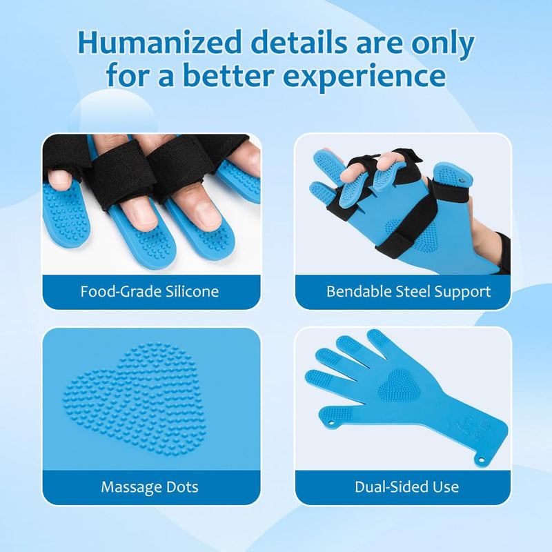 Resting Hand Splint for Stroke Support – Adjustable Finger Separator Brace for Spasticity & Contracture, Helps Prevent Finger Curling & Stiffness,Suitable for Adults, Elderly M