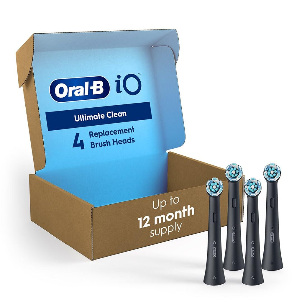 Oral-B iO Series Ultimate Clean Electric Toothbrush Replacement Brush Heads for an Oral-B Electric Toothbrush, 4 count, Black 1 Count (Pack of 4)