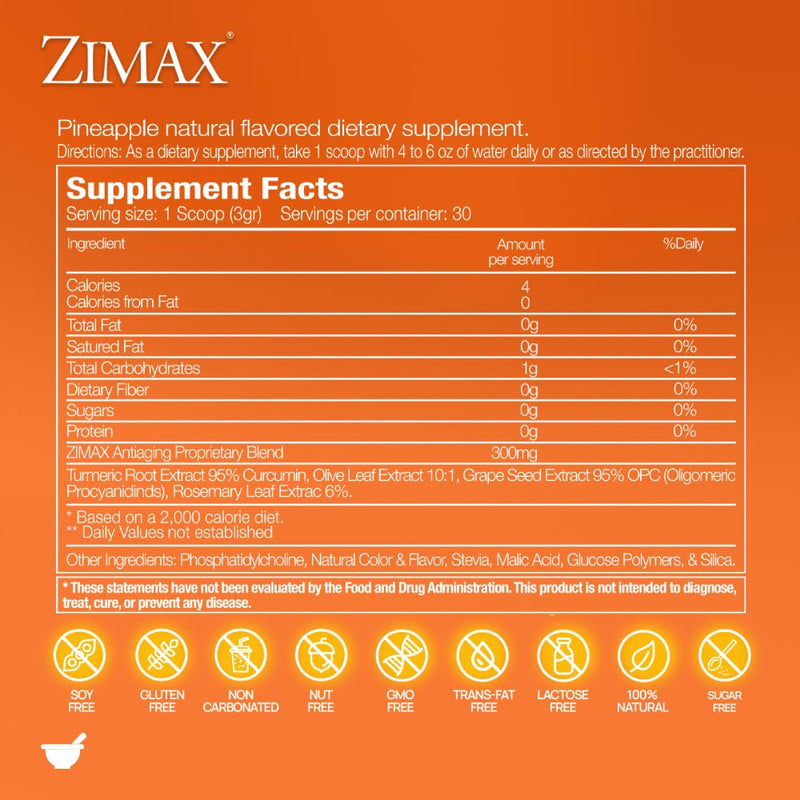 [Australia] - ZIMAX SUPER ANTIOXIDANT - 100% NATURAL - High Absorption Curcumin, Rosemary Extract, Grape Seed Extract, Olive Leaf Extract ORAC 3,451,770 (CANISTER) 90 grams (1-Pack) 3.15 Ounce (Pack of 1) 