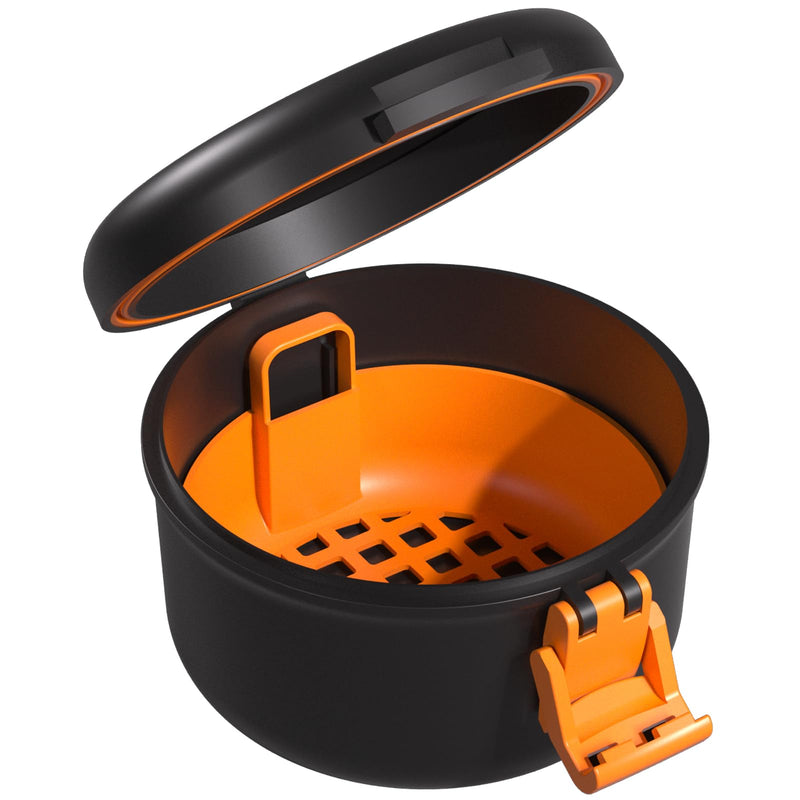 ARGOMAX Leak Proof Retainer Cleaner Case, Denture Cups for Soaking Dentures, Denture Travel Case (Black + Orange). Black+orange