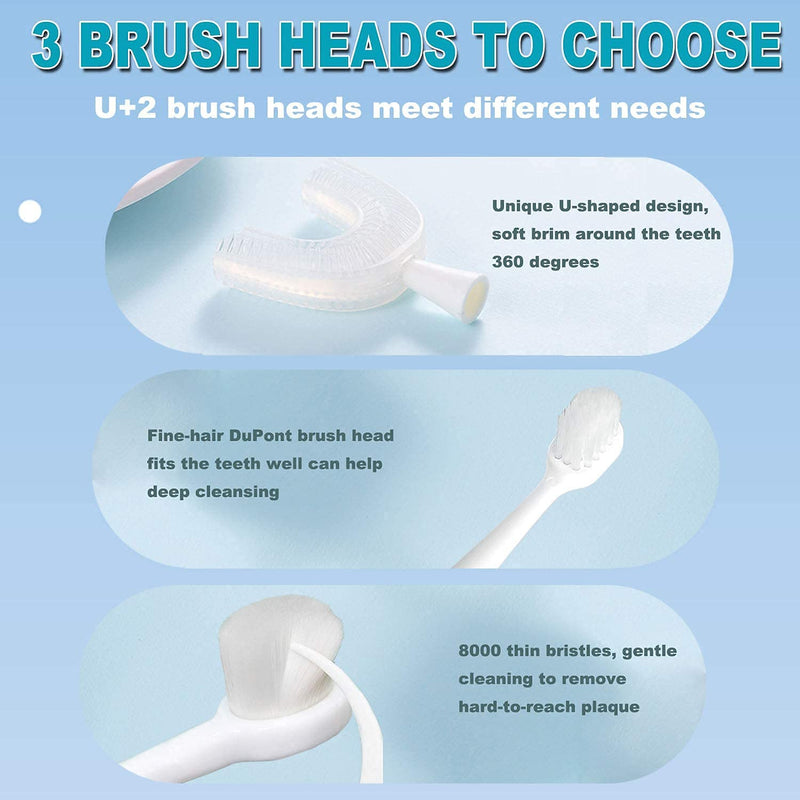 [Australia] - Kids U-Shaped Electric Toothbrush, Automatic Massage Toothbrush with U-Type, Cartoon Modeling Toothbrush with Three Types of Brush Heads,Battery Operated,Small for 2-6 Years,Yellow,1 Pack Yellow (2-6 Years) 