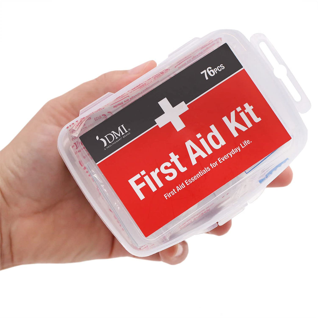 DMI 76-Piece First-Aid Kit, All-Purpose Use for Minor Cuts and Scrapes, Durable Water-Resistant Case, Convenient and Portable, FSA & HSA Eligible 76 Piece First Aid Kit