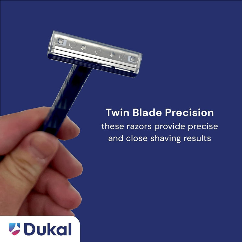 [Australia] - Dukal DawnMist Twin-Blade Disposable Razor, Blue Handle – Bulk Pack of 100, Precision Shave for Smooth & Comfortable Grooming 