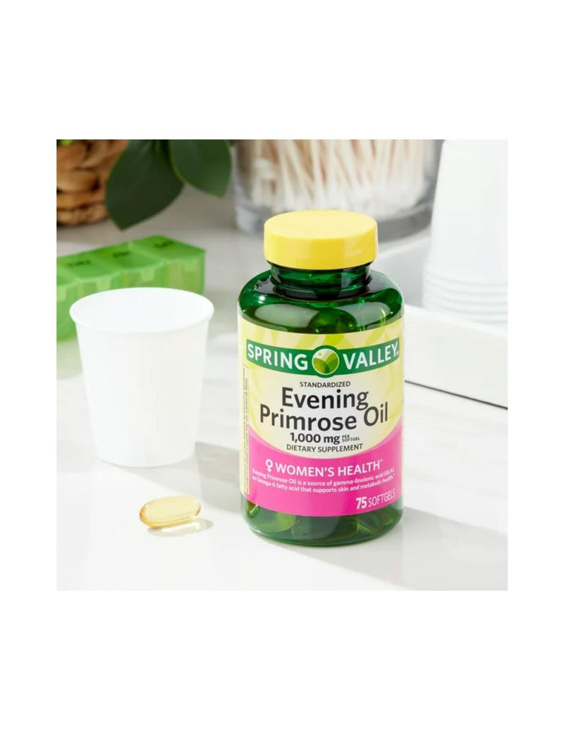 [Australia] - Spring Valley Evening Primrose Oil 1000mg, 75 Count + STS Sticker. 