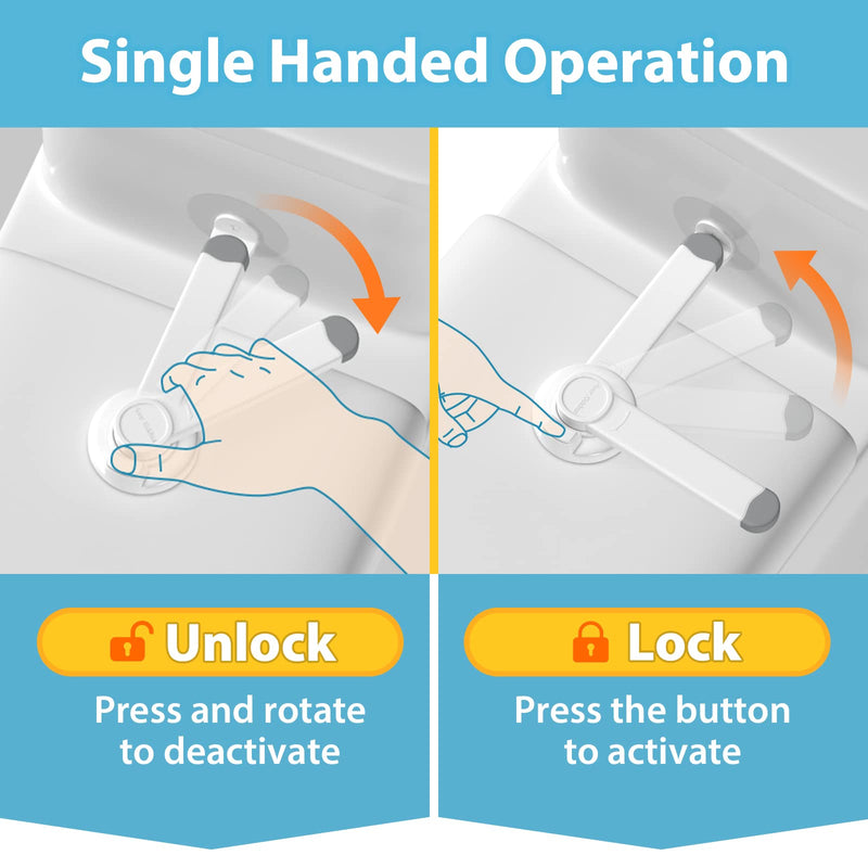 [Australia] - 4our Kiddies Baby Toilet Lock (2 Pack) for Child Safety, Baby Proof Toilet Seat Lock with 2 Extra Pallet Fit for Most Standard Toilet, Easy Intallation Toilet Lid Lock with 2 Extra 3M Adhesive 2 Pack 