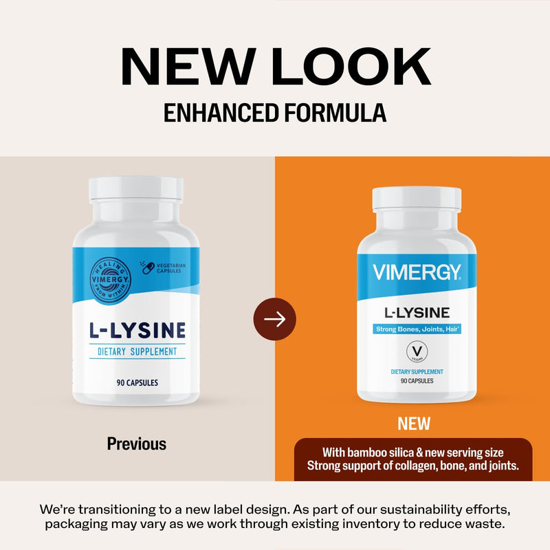 Vimergy L-Lysine – Promotes Healthy Skin, Hair & Nails* – Supports Healthy Metabolism* – Vegan, Non-GMO & Gluten-Free – 90 Capsules (Pack of 2) 90 Count (Pack of 2)