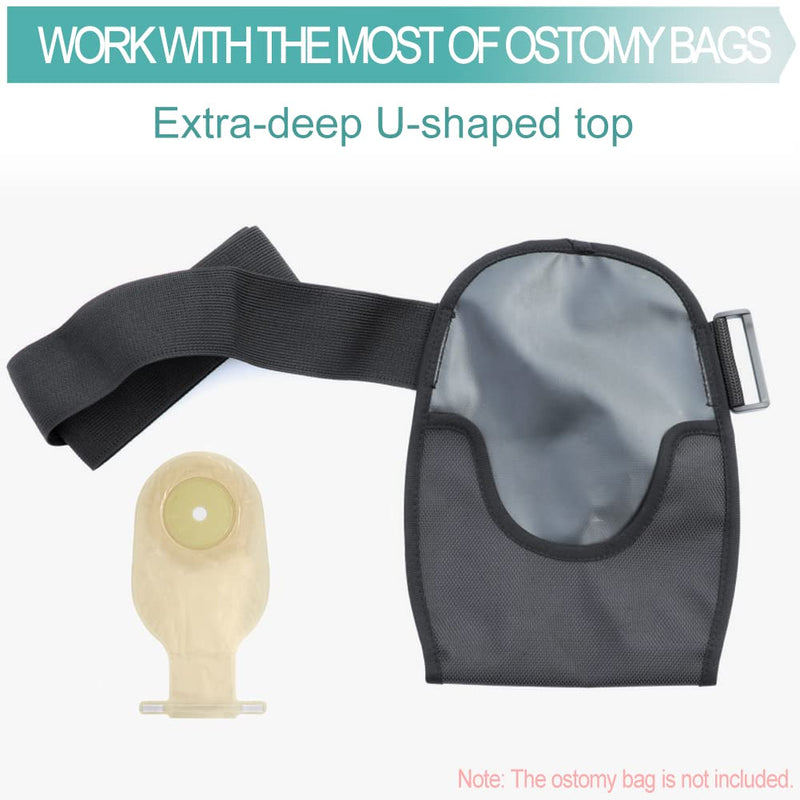 [Australia] - Colostomy Bag Covers Ostomy Pouch Cover Ostomy Supplies Stoma Support Belt Ileostomy Shower Guard Women Men Black 