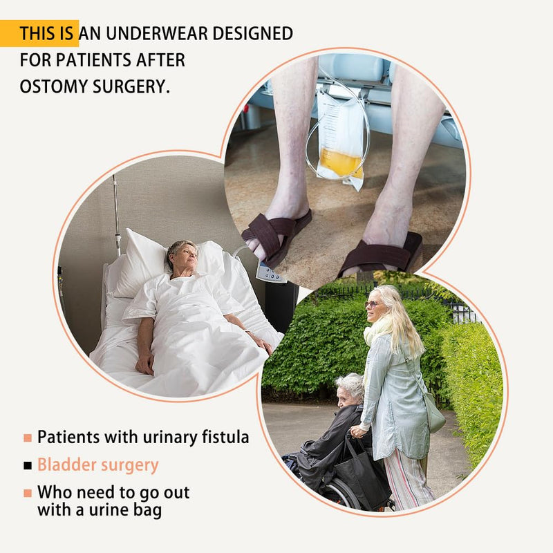 [Australia] - 2 PCS Postoperative Care Ostomy Stoma Shorts for Nephrostomy Bag and Catheter Leg Bag, Comfortable, Machine Washable Large 