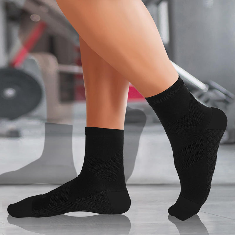 [Australia] - TechWare Pro Plantar Fasciitis Socks ‚Äì Cushion Ankle Compression Socks Women & Men. Achilles Tendonitis Brace & Arch Support Medium Black / Black 