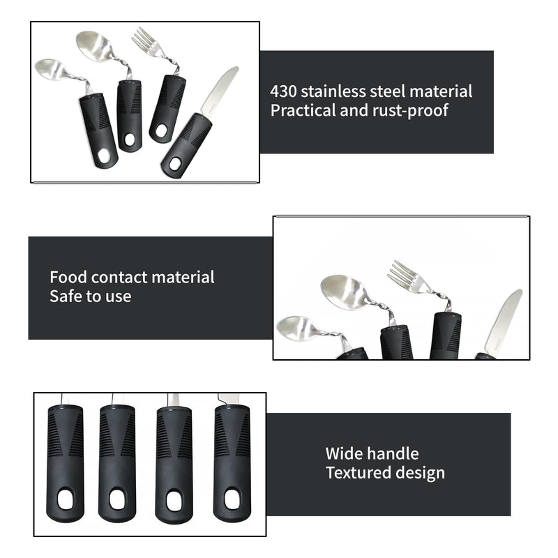 4PCS Bendable Cutlery for Disabled Hands, Anti-Shake Adaptive Tableware, Weighted Bendable Cutlery with Knife Fork Spoon for Parkinson Elderly Disabled Arthritis Tremors Sufferers