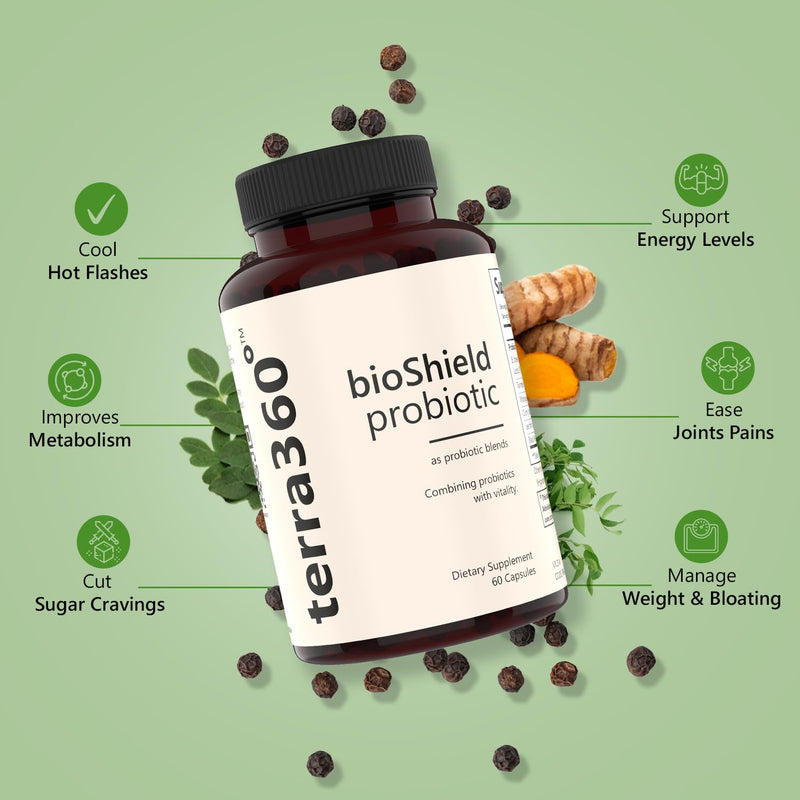 BioShield Probiotic for Women – Menopause, Gut Health for Women, Joint Comfort, Immune Support – Multi-Benefit with Turmeric, Curry Leaf & Moringa - 60 Capsules