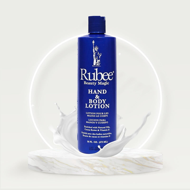 RUBEE Body & Hand Lotion- Non-Greasy Lotion for Women & Men - 16 oz. Cacao Butter Lotion for Extremely Dry Skin - Vitamin E Moisturizer - Soothes & Softens Skin Rose, Sandalwood, Geranium 1 Fl Oz (Pack of 1)