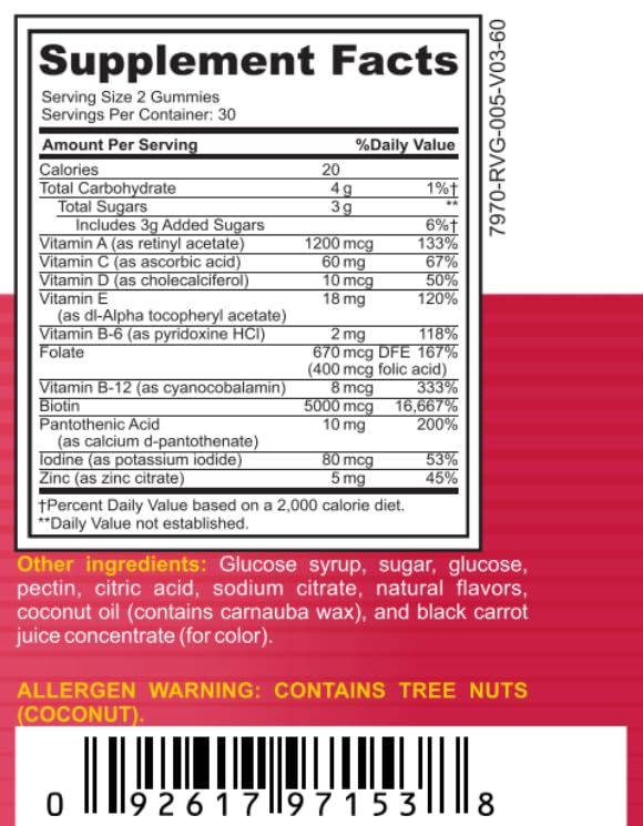 Bariatric Expert Hair Vitamin Gummies – Fast-Melting Dietary Supplement for Adults Post Bariatric Surgery, Nutritionist Recommended, Essential Daily Formula for Optimal Wellness - 60 Count