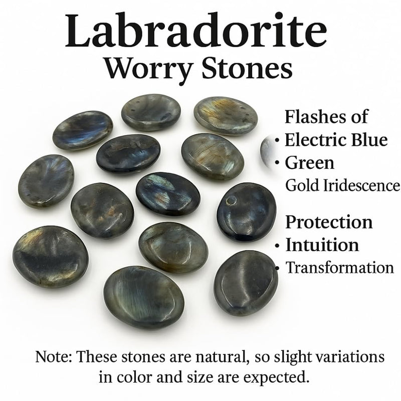[Australia] - Labradorite Worry Stones ‚Äì Crystal Thumb Worry Stone for Anxiety, Stress ‚Äì Relaxing and Soothing Balance Stones for Meditation, Stress Relief ‚Äì Healing Stones and Crystals for Men and Women Labradorite 