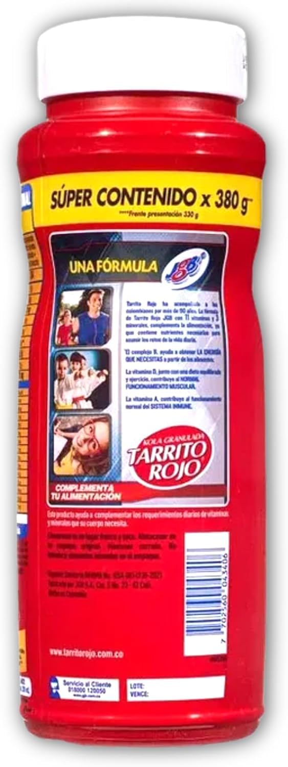 Kola Granulada Tradicional Sabor Tradicional 0- Pack de 2 Tarrito Rojo de 330 gramos - Mejorar el bienestar y la nutrición de tu Cuerpo - Suplemento Multivitamínico - Despensa Colombiana