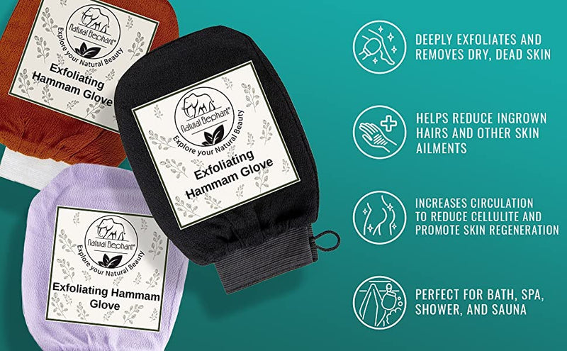 [Australia] - Natural Elephant Exfoliating Hammam Glove (Pure Black) Pure Black 
