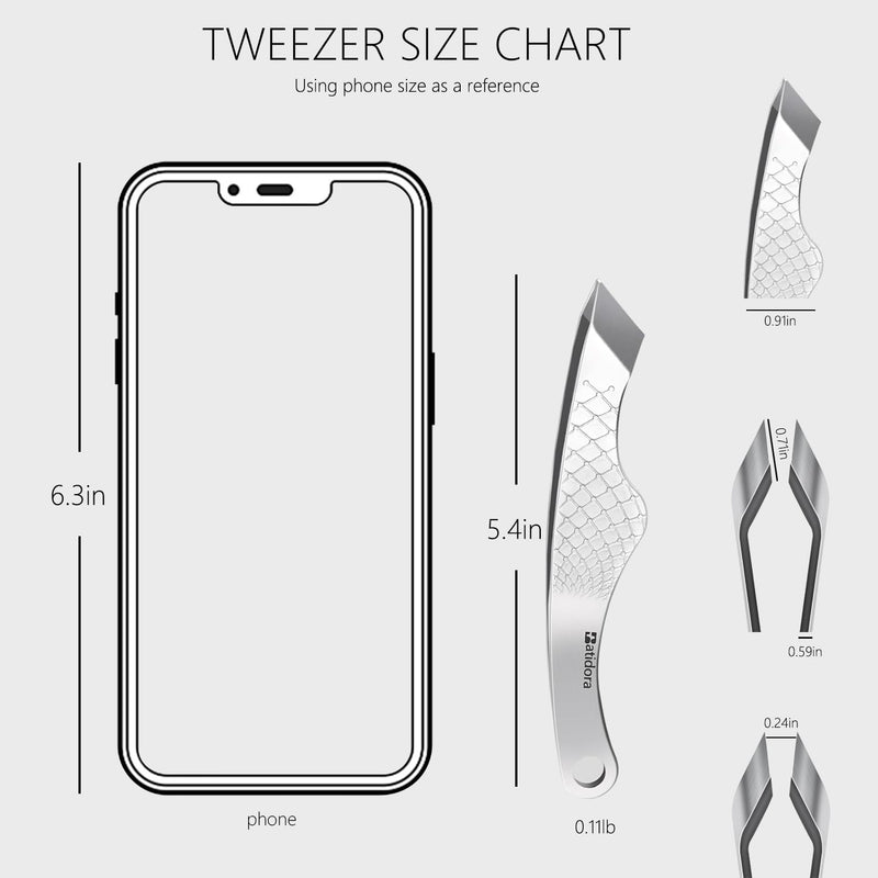 Tweezers for Men & Women Facial Hair Precision Eyebrow & Precise Beard Chin Hair Remover (18mm/0.71“ Wide) Professional-Grade Stainless Steel Slant Tip Tweezers with Leather Case