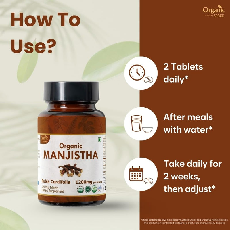 [Australia] - Manjistha 120 Tablets | Rubia Cordifolia (Manjistha) | USDA Organic Certified | Supports Lymphatic Health* | Dietary Supplement - 120tab 1 