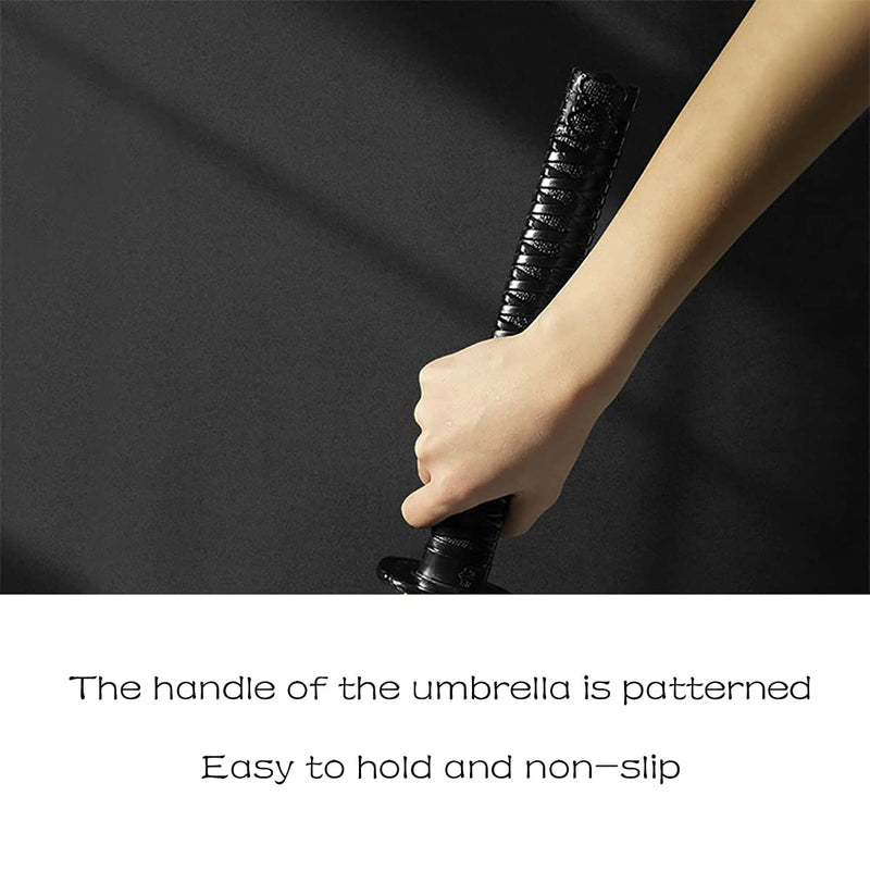 Samurai Umbrella Umbrella Creative Semi-Automatic Samurai Umbrella,Windproof Outdoor Umbrella.Sun Protection Umbrella Black.The Best Creative Gift. 24 bone