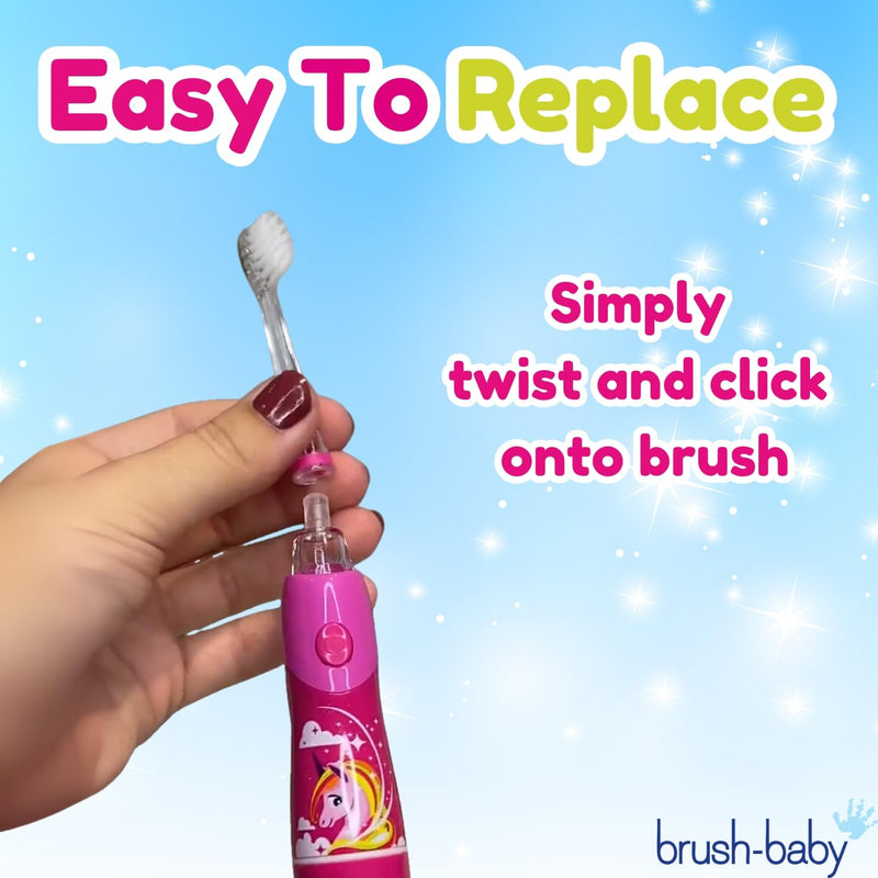 [Australia] - Brush-Baby - Kids Replacement Brush Heads for KidzSonic Electric Toothbrushes, 3+ Years - DeepClean Replaceable Toothbrush Heads with LED - Pack of 4 4 Count (Pack of 1) 