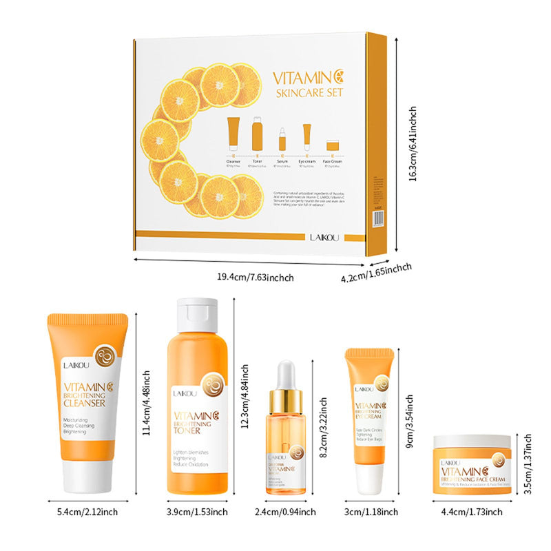 Skincare Gift Set for Teenage Girls, Vitamin C Skin Care Set - 5 Piece Daily Routine Beauty Skin Care Travel Kit, Gentle Skin Cleaning & Care With Cleanser, Toner, Face Serum, Eye Cream, Cream