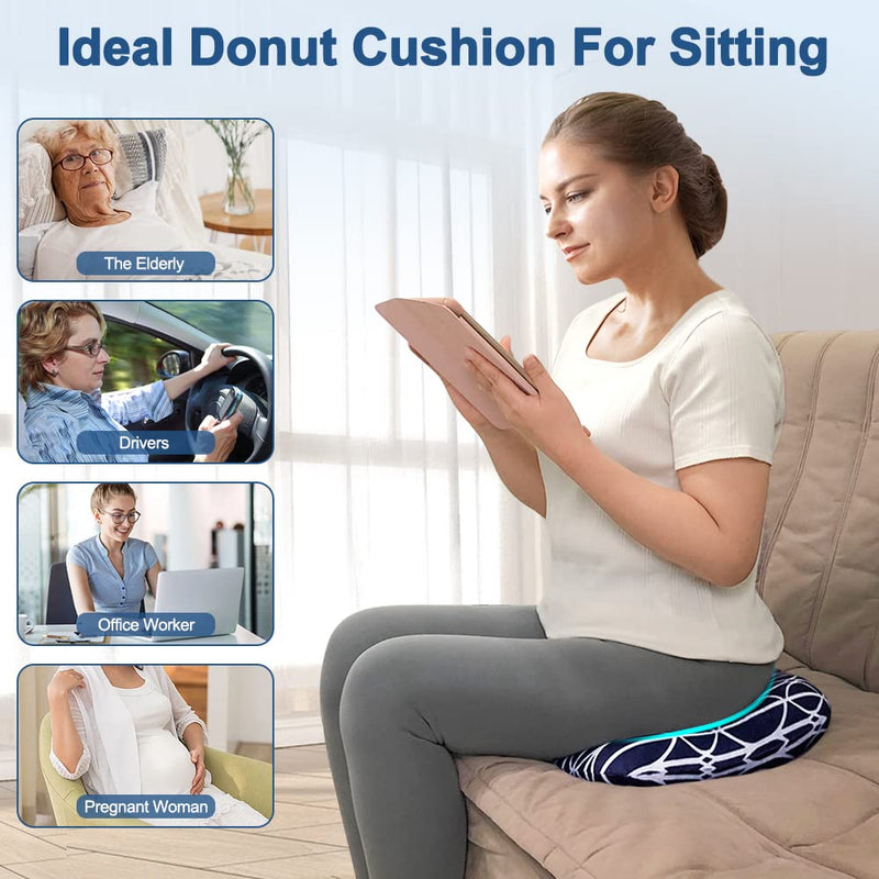 [Australia] - AOSSA Donut Pillow for Bed Sores, Pressure Relief Butt Cushions, Medical Sacral Square Donut Cushion, BBL Pillow for Sleeping, Bed Sore Prevention Pad, Long Sitting Tailbone Pain Navy Blue 