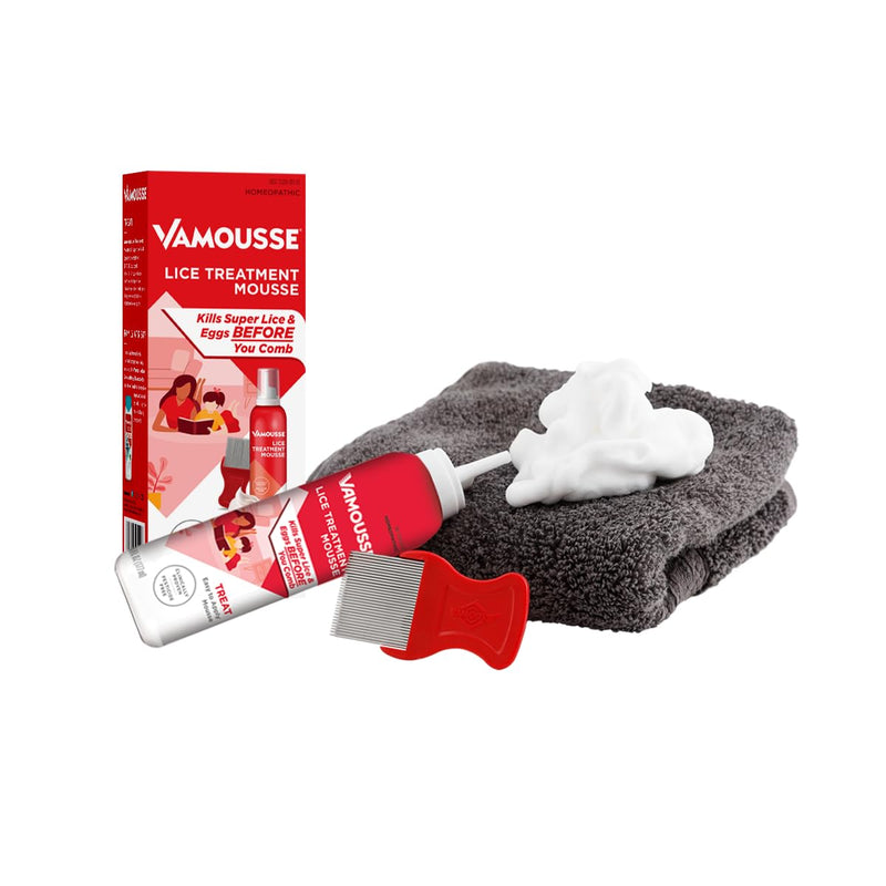 [Australia] - Vamousse Lice Treatment Mousse (6 fl oz), Clinically Proven to Kill Super Lice & Eggs, Easy to Apply & Rinse, Pesticide-Free & Non-Toxic, Includes Reusable Steel Comb 