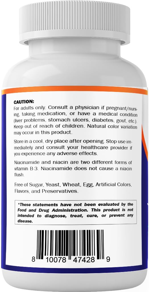 Vitamatic Niacinamide 500 mg 240 Tablets - Flush Free Vitamin B3 - Supports Energy Production 240 Count (Pack of 1)