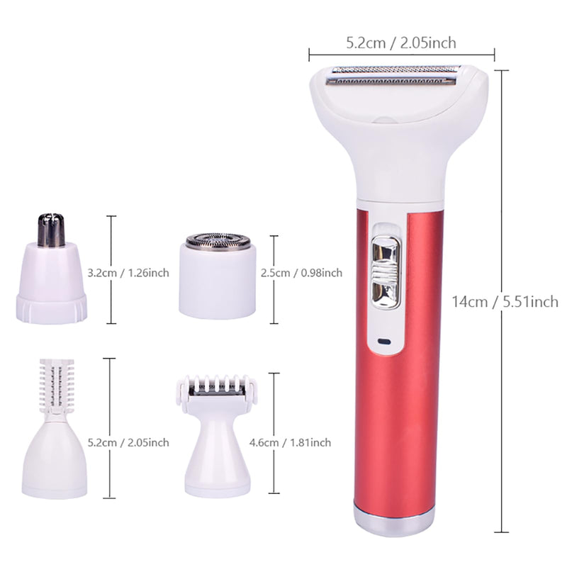 [Australia] - 5 in 1 Electric Shaver for Women, ABS Portable USB Charging Women's Razor, Painless Facial Hair Removal Razor, Lady Shave for Bikini Nose Leg Face Eyebrows Body 