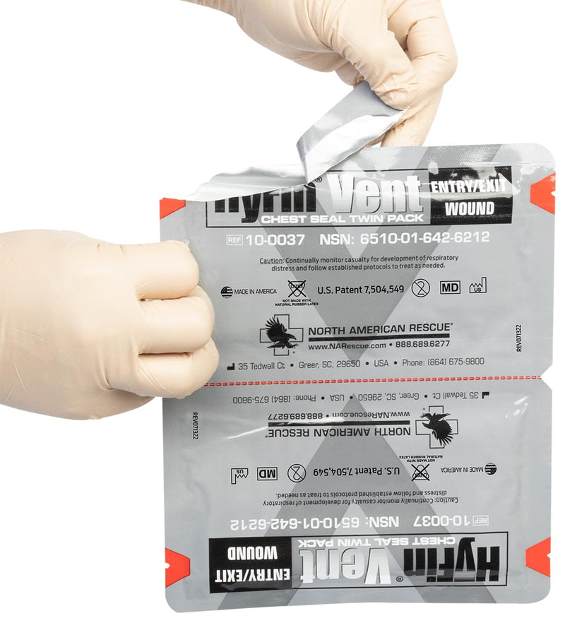 [Australia] - North American Rescue HyFin Vent Chest Seal (Twin Pack) NAR Vented Wound Chest Seals for Trauma, Wounds (10-0037) 1 