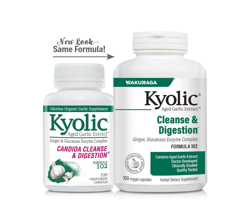 [Australia] - Kyolic Aged Garlic Extract Formula 102, Ginger and Glucanase Enzyme Complex, 100 Vegetarian Capsules (Packaging May Vary) 