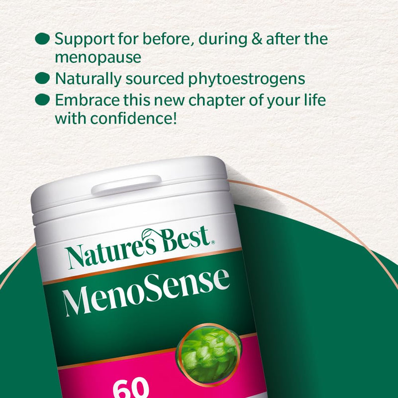 Nature’s Best Menosense -Women's Health Supplement with Hops, SOYA Isoflavones & Sage - Cognitive Function & Botanical Blend - 60 Vegan Tablets (2 Month Supply)