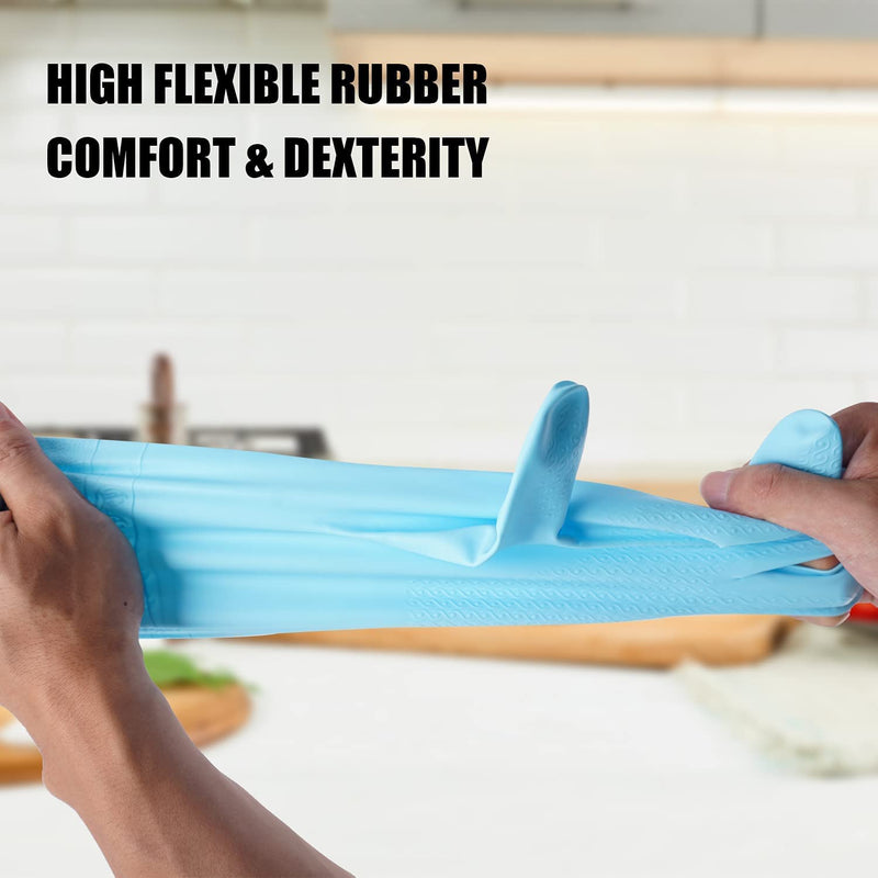 [Australia] - Dishwashing Rubber Gloves for Cleaning – 4 Pairs Household Gloves Including Blue, Pink, Green and Red, Non Latex and Fit Your Hands Well, Great Kitchen Tools 