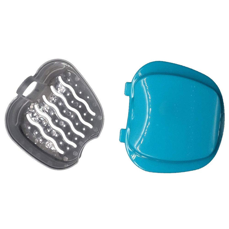 [Australia] - 2 Pack Denture Bath Cup Case Box Holder Storage Soak Container with Strainer Basket for RetainersTravel False Teeth Cleaning (Blue, Green) Blue, Green 