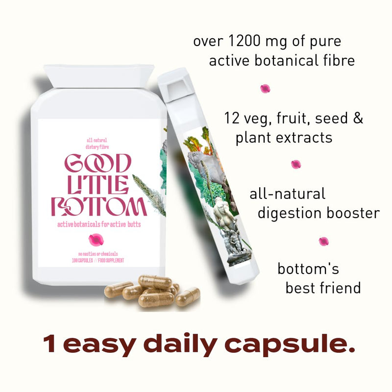 Active Botanicals Fibre Supplement | Supports Healthy Digestion & Rectal Wellness | All-Natural Vegan Fibre Blend | Psyllium Husk, Rhubarb, Flaxseed, Prune & More | 100 Capsules