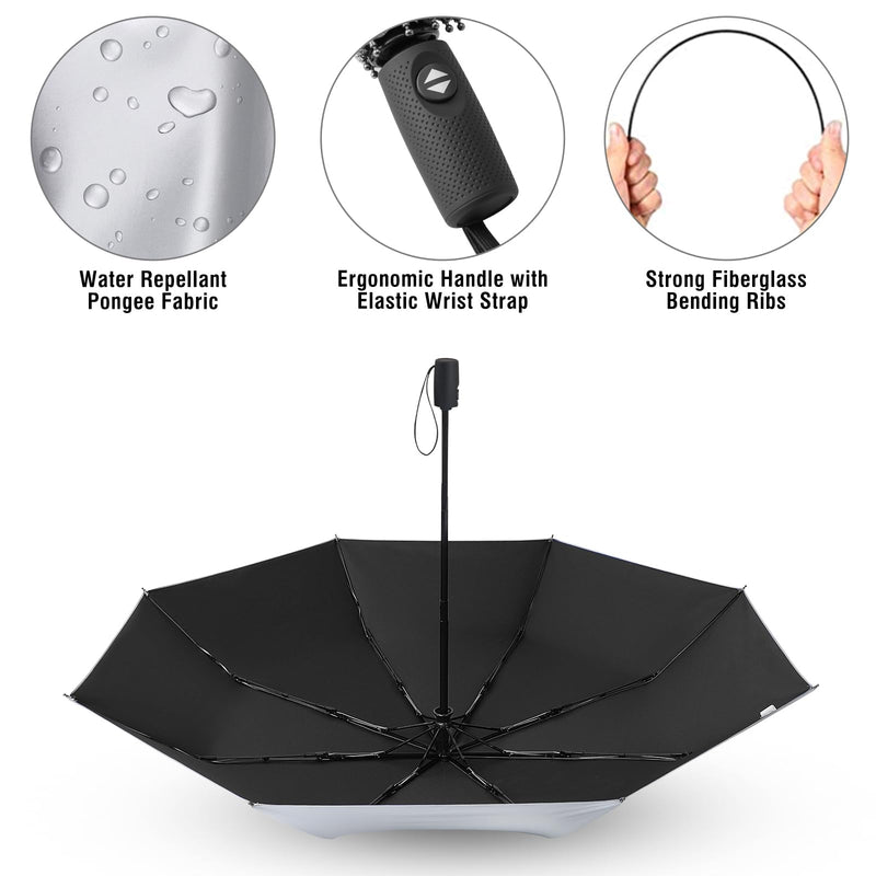 G4Free UPF 50+ UV Protection Large Travel Umbrella 46 Inch Reverse Windproof Umbrella for Sun&Rain