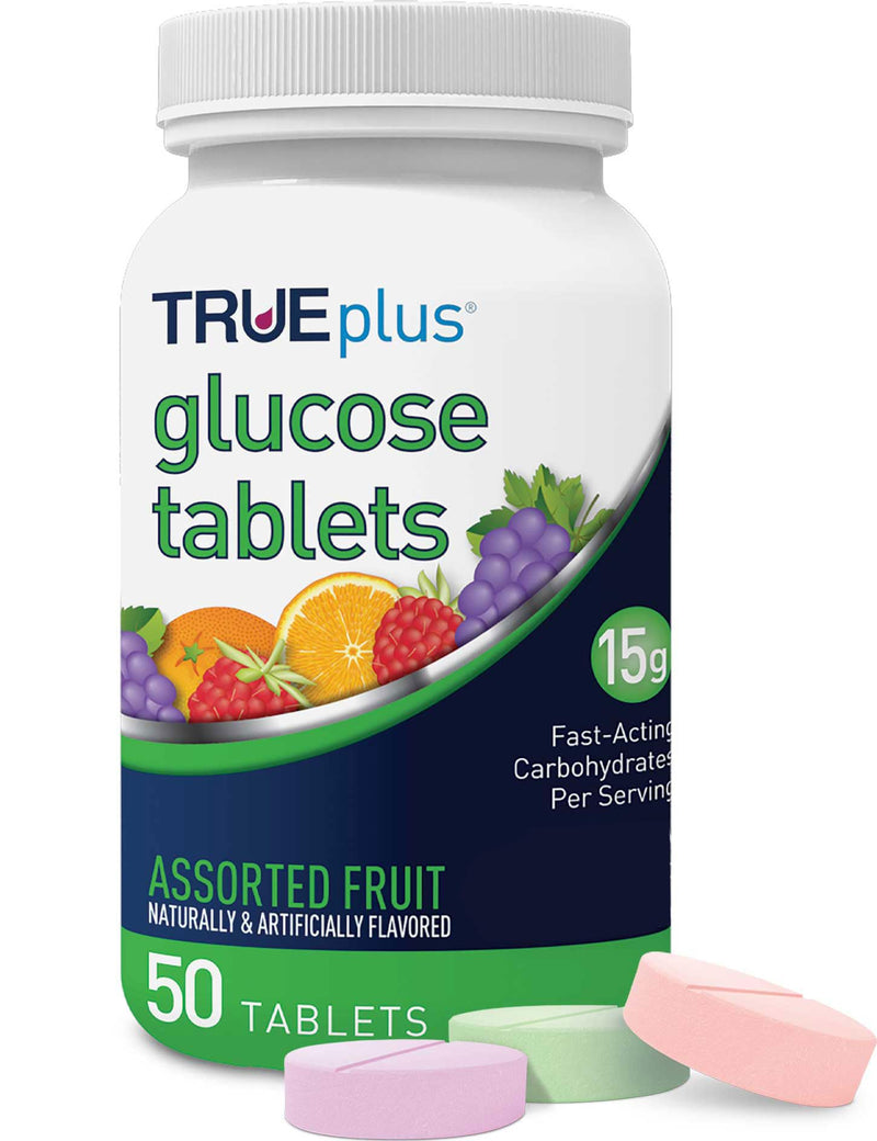[Australia] - TRUEplus® Glucose Tablets, Assorted Flavor (Grape, Raspberry, Orange) - 50ct Bottle (1) 50 Count (Pack of 1) 