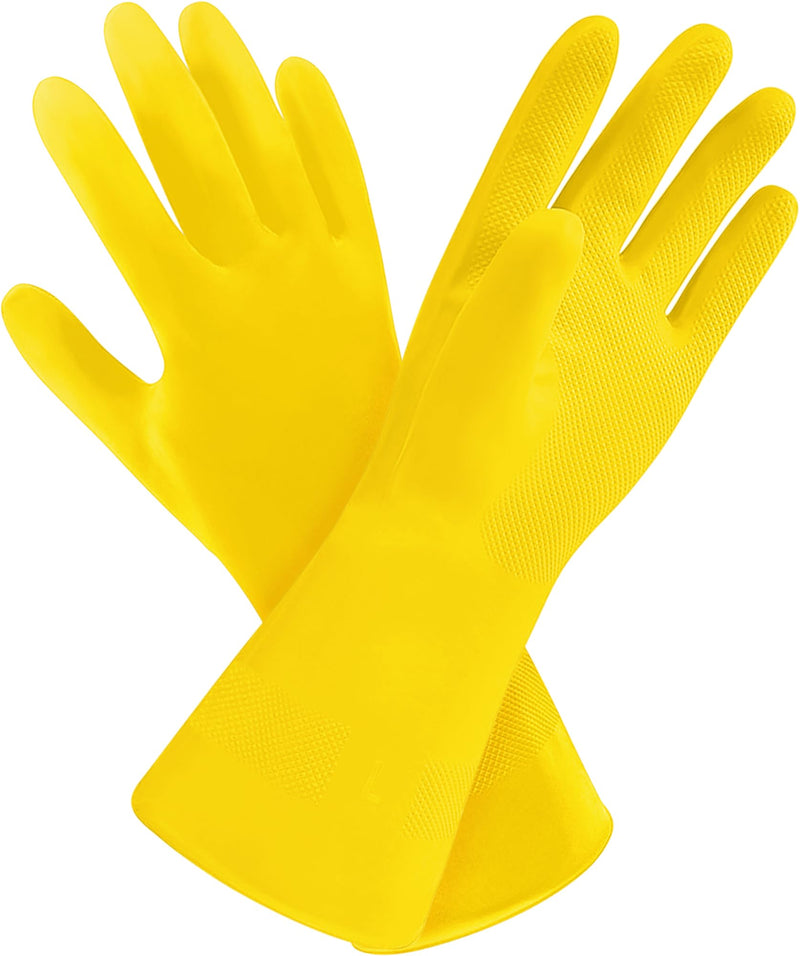 [Australia] - SteadMax 3/6 Pairs Cleaning Gloves, Reusable Natural Rubber Dish Gloves, Latex Non-Slip Gloves for Kitchen and Household… Large 3 Pack 