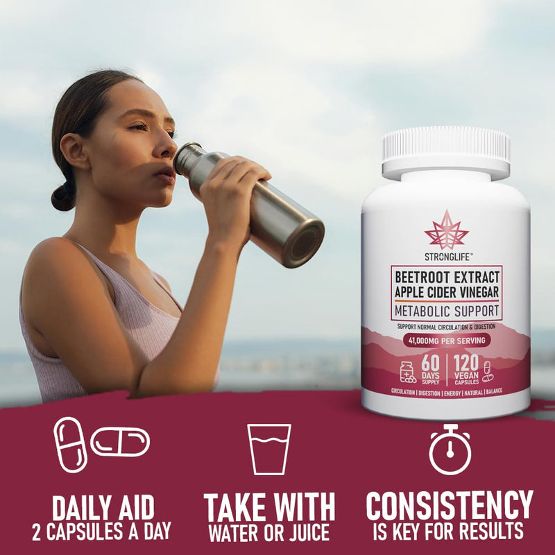 Beetroot Capsules for Men & Women – 40000mg High Strength Extract – Blood Flow, Endurance & Energy Support – 120 Vegan Capsules – 60 Day Supply