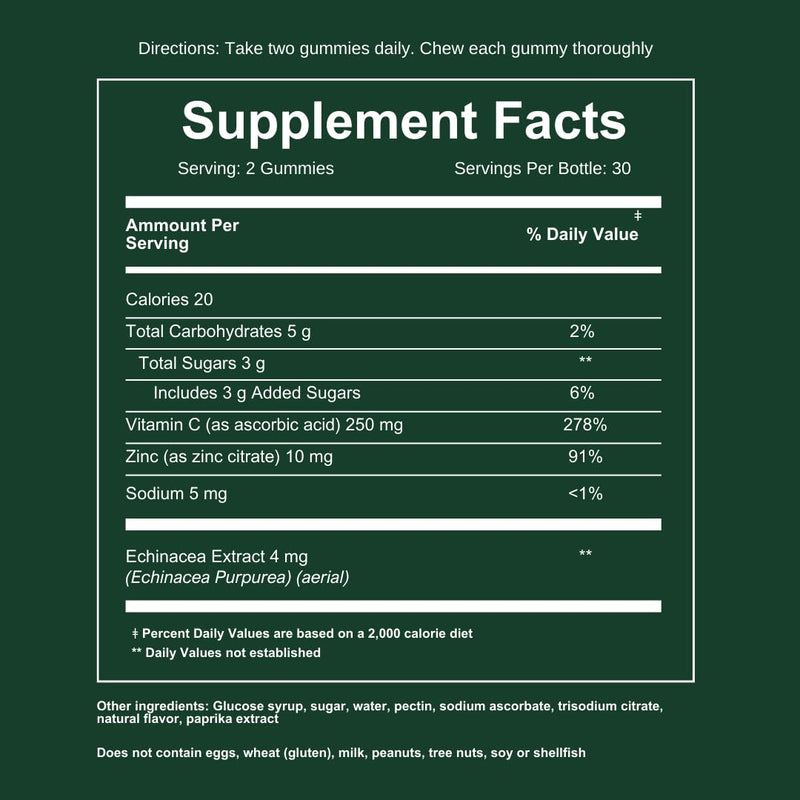WEEM Immune Support Gummies - Vitamin C - Zinc - Echinacea - Health System Support - Alternative to Pills, Gluten-Free, Natural Supplement for Kids and Adults - 1 Pack 60 Count (Pack of 1)