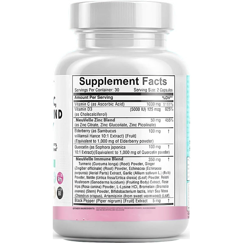 18-in-1 Immune Support Supplement - Quercetin with Bromelain, Vitamin C, D3, Zinc, Elderberry, Turmeric, Ginger, Garlic, Sea Moss, Echinacea - Immune Defense & Antioxidant