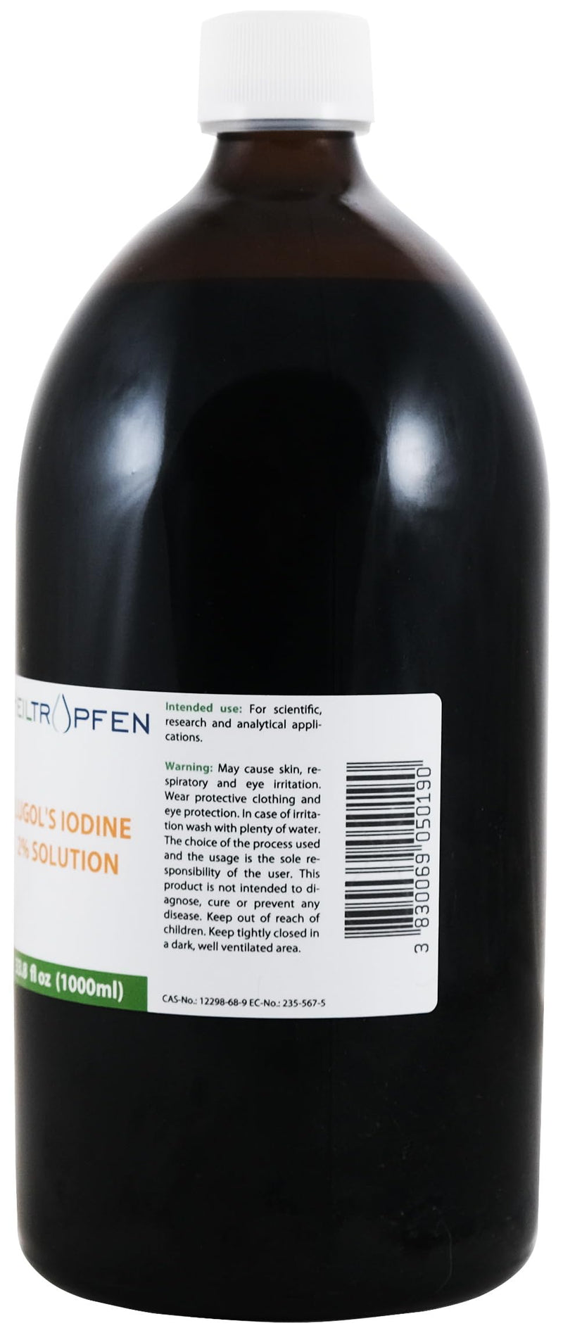 [Australia] - 2% Lugols | Lugol's iodine solution | 1000ml | 6% liquid formulation | 2 percent elemental iodine and 4% potassium iodide | Pharmaceutical Grade Ingredients | Healing Drops® 