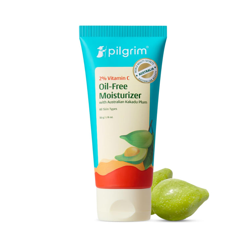 Pilgrim 2% Vitamin C Oil-Free Moisturizer with Australian Kakadu Plum | Lightweight Hydrating Face Cream for Oily & Combination Skin | Non-Greasy Daily Use | 1.76 Oz (50g)