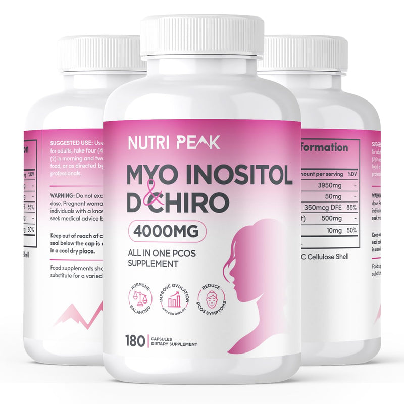 Max Strength Myo-Inositol & D Chiro | All in One PCOS Supplement | 4000MG | 180 Capsules | Hormone Balance for Women | Fertility Supplement for Women | Vegan & Gluten Free