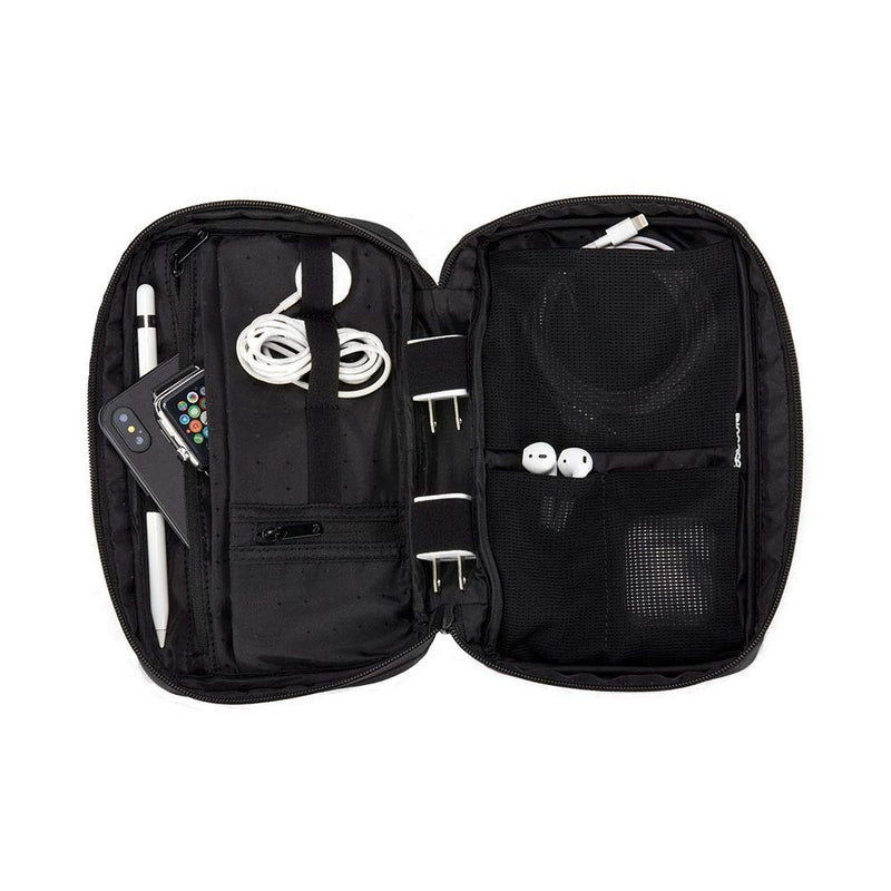 Incase Nylon Accessory and Electronics Organizer Bag - Small Travel Pouch for Cords, Gadgets, Accessories, Compact Tech Bag with Faux-Fur Padded Compartment Jet Black