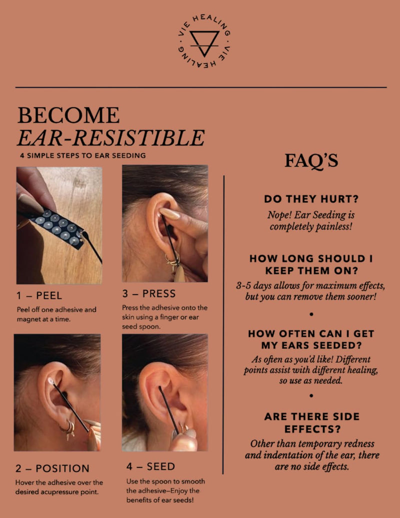 [Australia] - 24k Gold Ear Seeds with Ear Chart - Ear Seed Acupressure Kit for Reflexology and Energy Flow - Acupressure Ear Seeds for Immune System Booster, Allergies, & Digestive Health - (Detox) Detox 